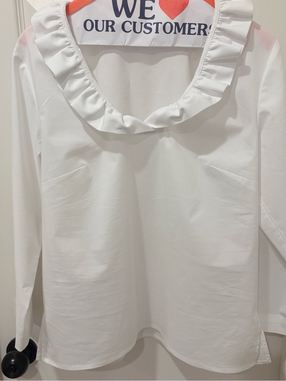 Hinson Wu Long-Sleeve Ruffle Scoop Neck Top ⚪️
